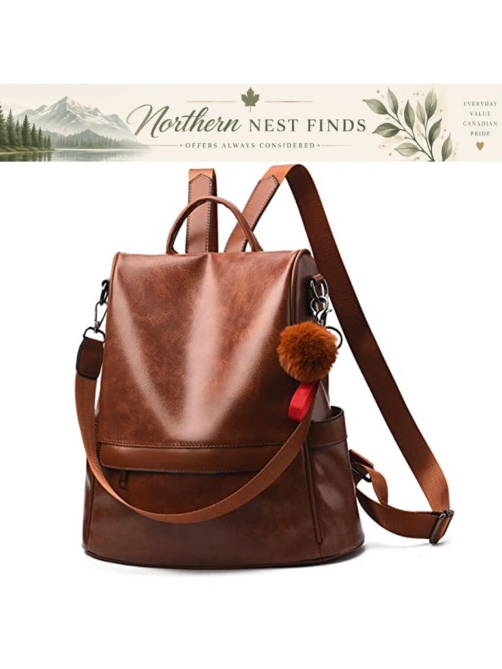 Anti Theft Waterproof PU Leather Backpack Purse Convertible Travel Shoulder Bag